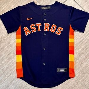 Nike Kids MLB Houston Astros Rainbow Navy and Orange Jersey - size YM
